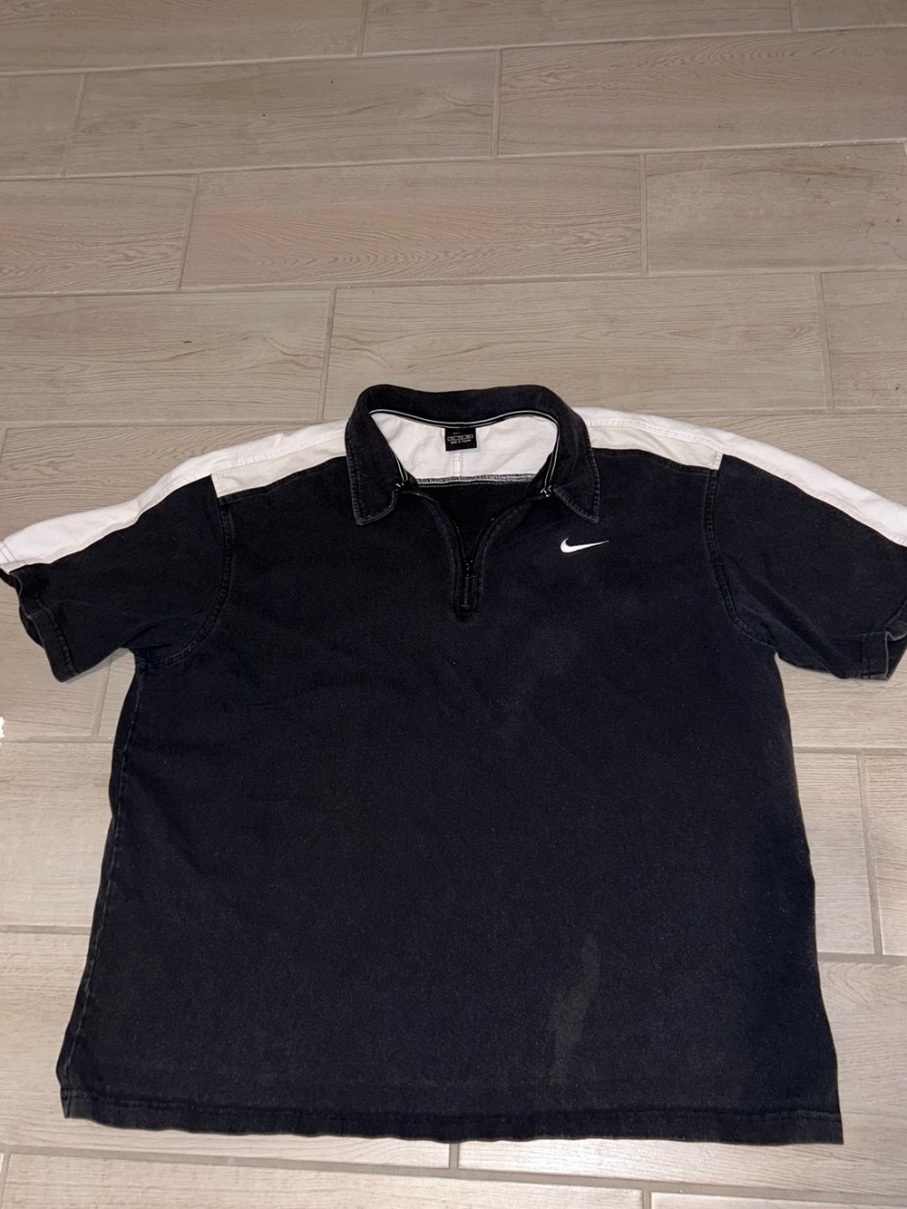 Nike Black Polo with White Shoulder Stripes